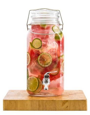7.6L DRINK DISPENSER WATER COCKTAIL TAP JUICE PUNCH PARTY GLASS JAR HOME
