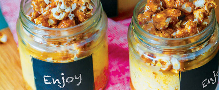 CARAMEL POPCORN CHEESECAKE JARS