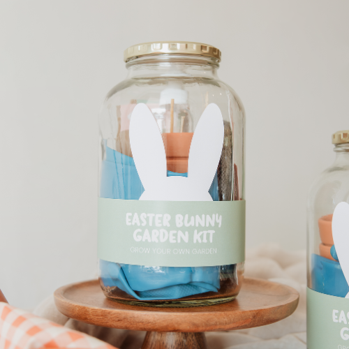 EASTER BUNNY GARDEN KIT PACKAGED IN GLASS