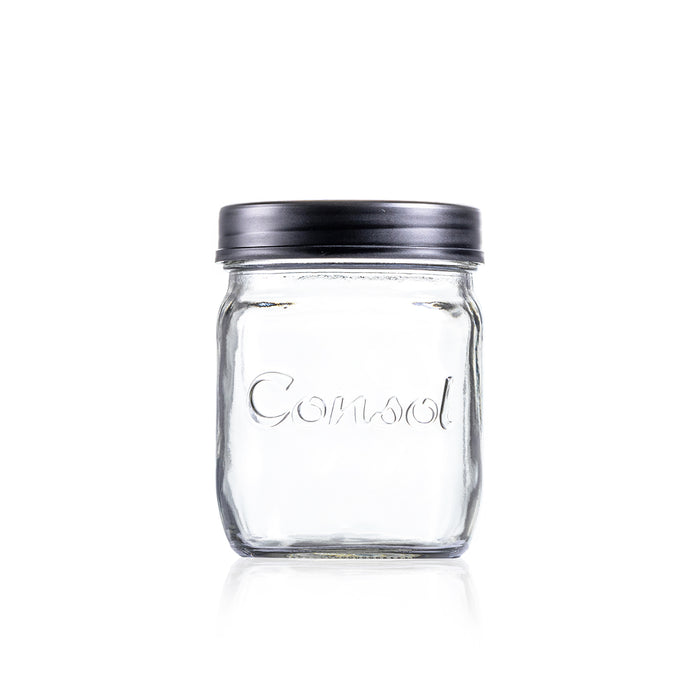 Consol Glass Preserve Jar 500ml with Black Lid