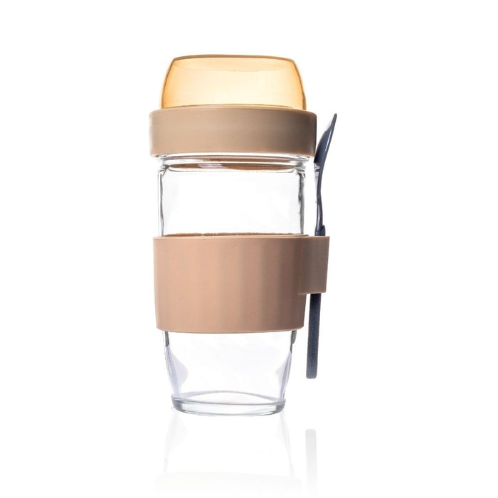 Consol Glass Lugo Cup with Sand Lid & Spoon 480ml