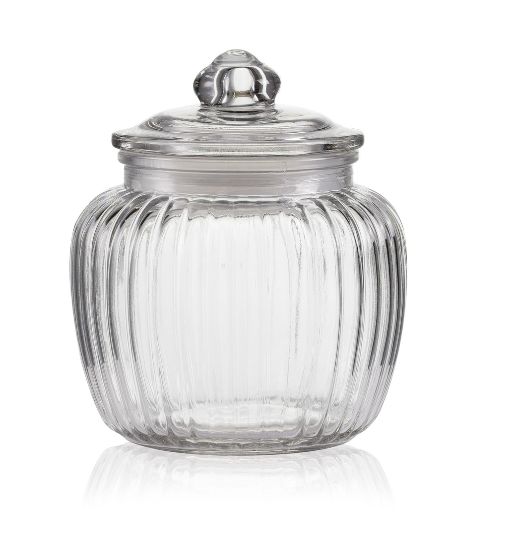 Round Ribbed Glass Ribbed Glass Jars — The Consol Shop Woodmead