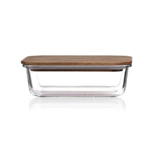 Load image into Gallery viewer, Consol Glass Valencia Rectangular Container 1000ml (1L) With Acacia Lid
