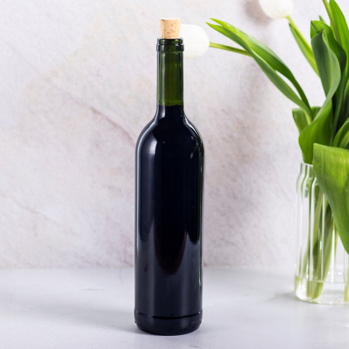 Consol Glass Feather Wine Bottle 750ml With Cork Lid