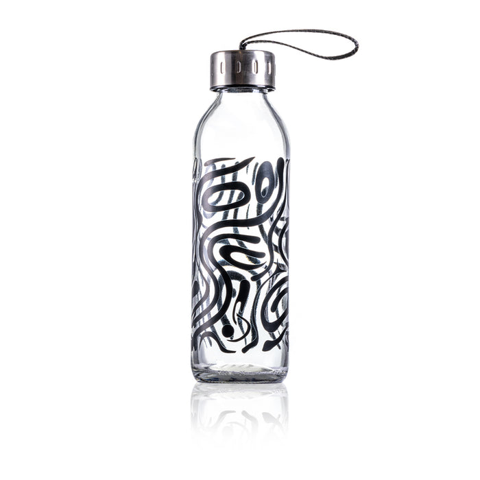 Consol Glass Sleek Black Swirl Bottle 500ml