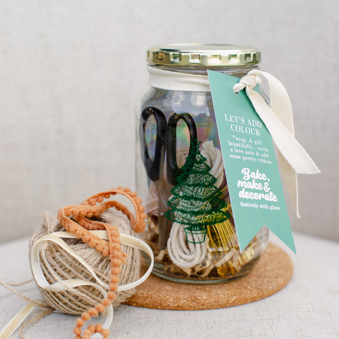 Consol Glass Festive Xmastree Jar 1000ml (1L) with lid