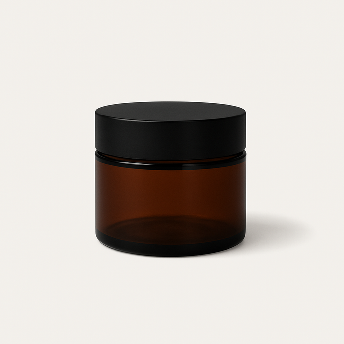 Consol Glass Cosmetic Jar Amber with Black Lid 50ml