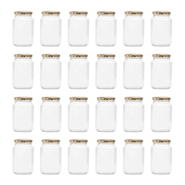 Consol Glass Round Jar 375ml with Gold lid (24 Carton Pack)