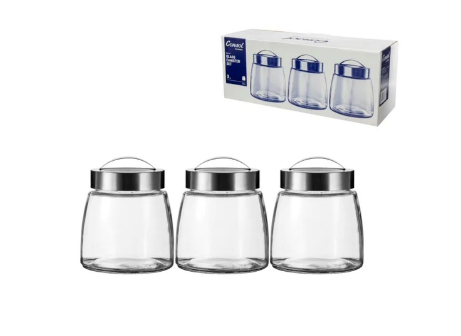 Consol Glass Soho Canisters 3 Piece Set