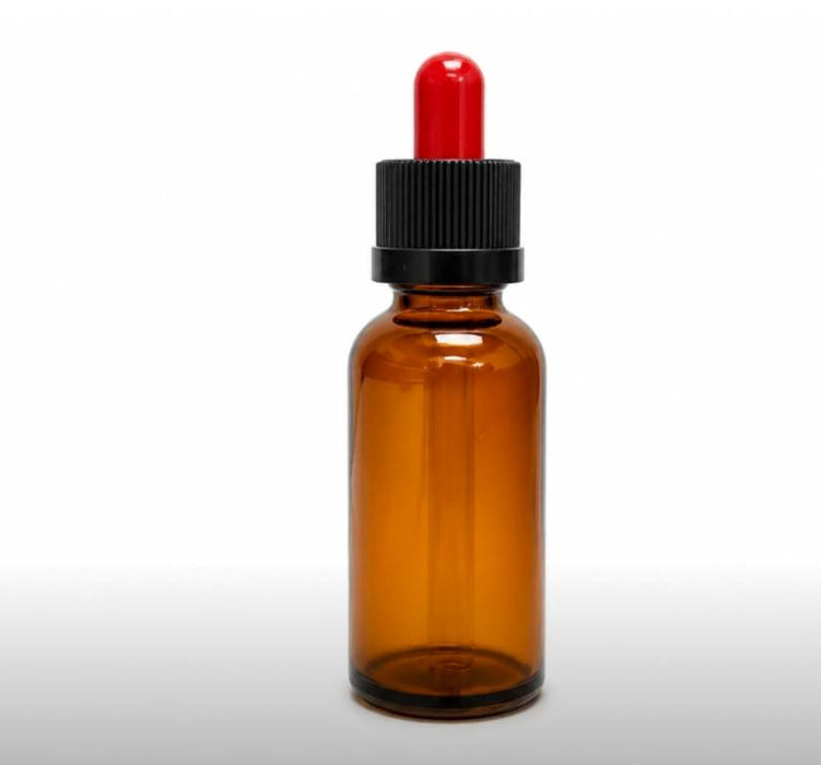Amber Dropper Bottle 30ml with Red and Black Pipette