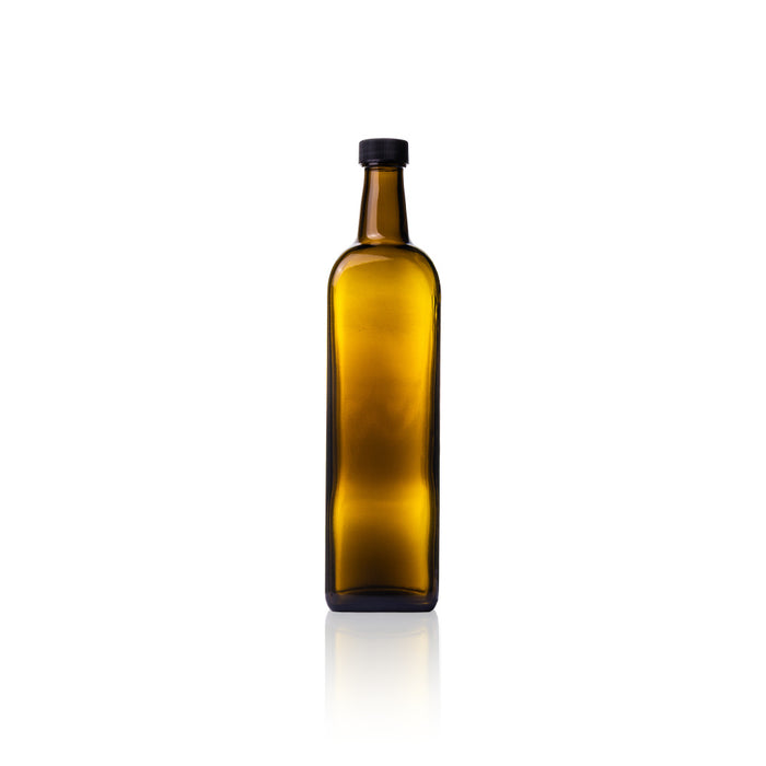 Consol Glass Olive Oil Bottle 1000ml (1L) Antique with Black Lid