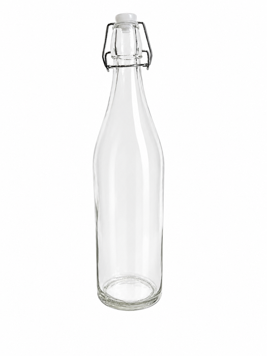 Consol Glass Round Bottle Clear 1000ml(1L) with Cliptop Lid