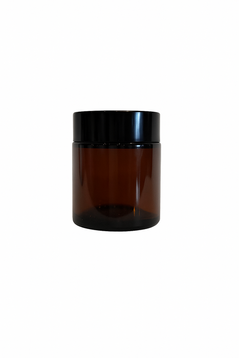 Consol Glass Cosmetic Jar Amber with Black Lid 100ml