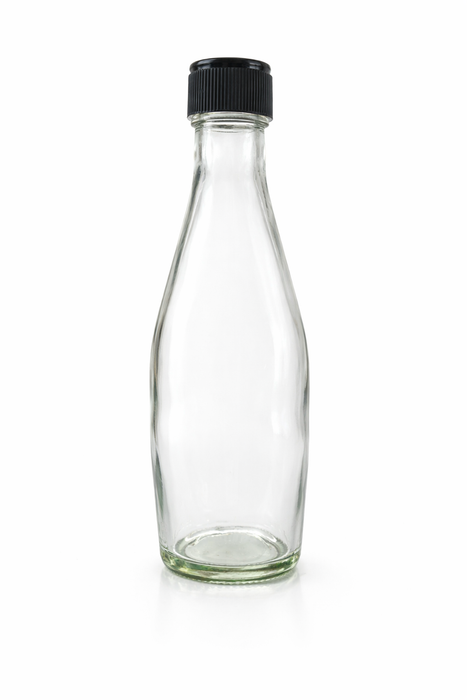 Consol Glass Mineral Water Bottle 250ml with Black lid