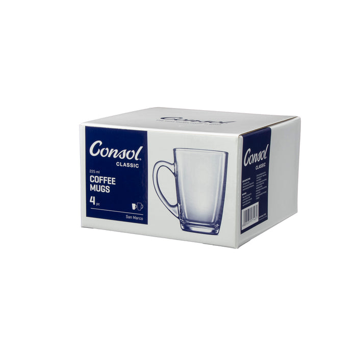 Consol Glass San Marco Latte Mugs 225ml 4 Pack