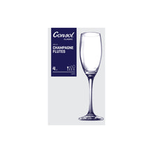 Load image into Gallery viewer, Consol Glass Lyon Flute Stemmed 180ml 4 Pack
