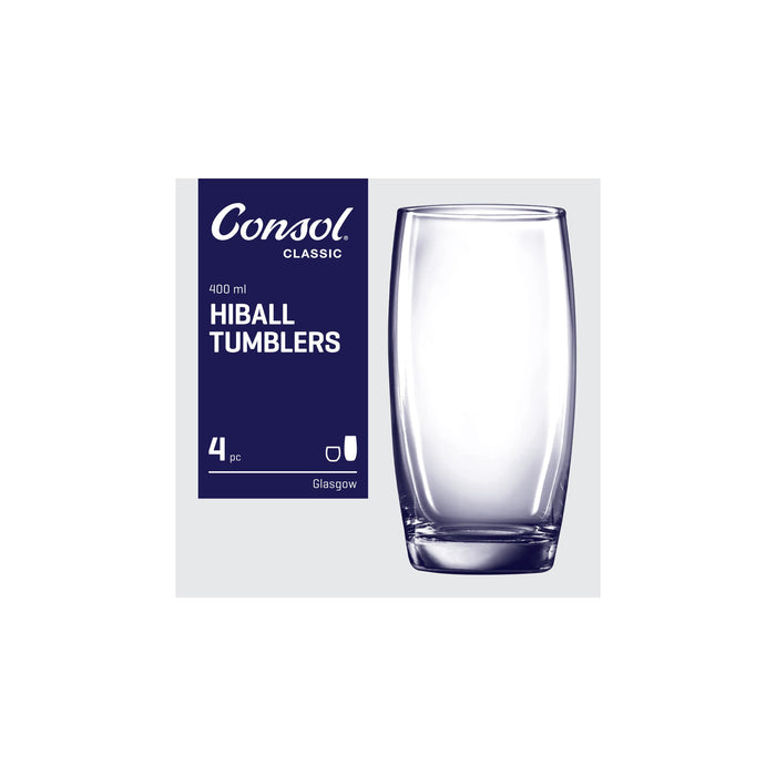 Consol Glass Glasgow Hiball Tumbler 400ml 4 Pack