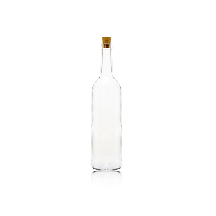 Consol Glass Feather Wine Bottle 750ml with Cork Lid