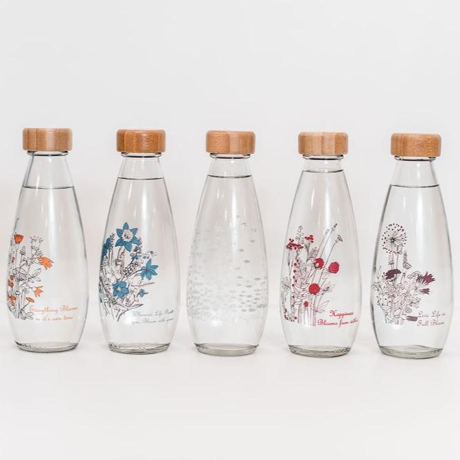 Consol Glass Droplet Flower Sketch Bottle 500ml