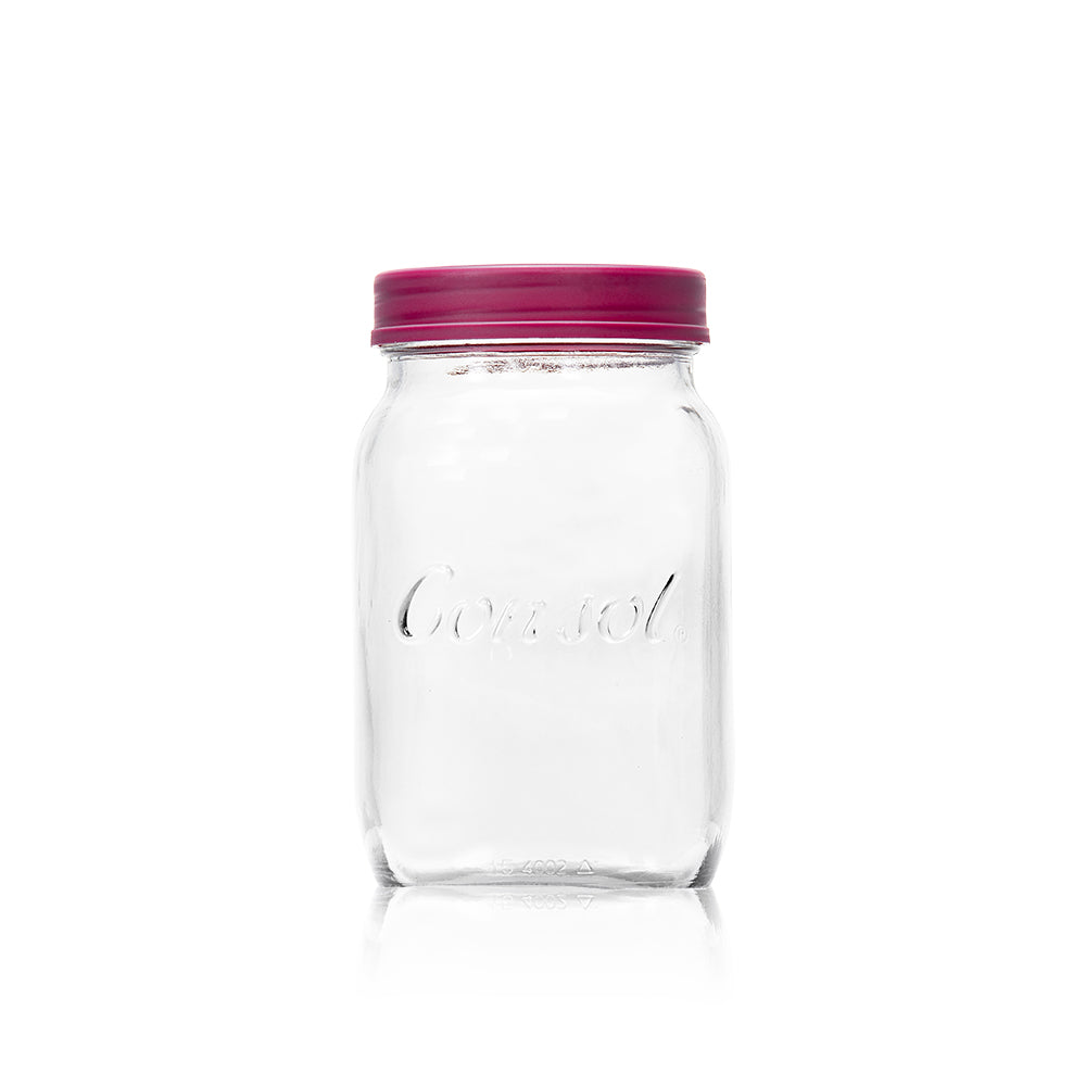Consol Glass Preserve Jar 1000ml (1L) with Coloured Lid